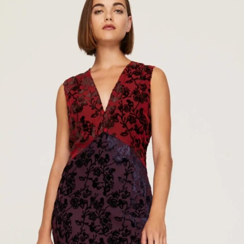 Marina Moscone Velvet Slip Dress Size 4 MSRP $375